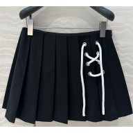 Prada Pleated stretch drill miniskirt Navy P104W 2025
