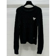 CHANEL women's long sleeve knitted sweater black 2025