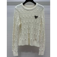 CHANEL women's long sleeve knitted sweater white 2025