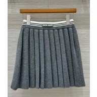 Miu Miu Pleated Knitted Mini Skirt grey 2025