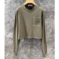 MIU MIU Garment-dyed jersey T-shirt MJL061 Olive Green 2025