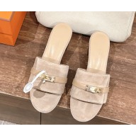 Hermes Gigi 50 sandal in suede goatskin and calfskin with iconic Kelly buckle beige lin 2025