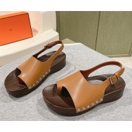 Hermes oran sandal in calfskin bown 2025