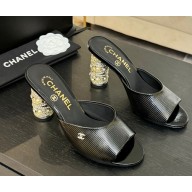 Chanel mules calfskin Imitation Pearls, Strass & Metal Black heel 8.5cm 2025