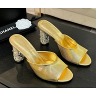 Chanel mules calfskin Imitation Pearls, Strass & Metal gold heel 8.5cm 2025