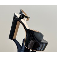 Gucci Women's platform sandal 794383 Gucci black leather heel 13cm platform 5cm 2025