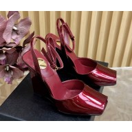Saint Laurent la scandale wedges in patent leather Burgundy heel 11cm 2025