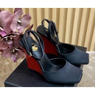Saint Laurent la scandale wedges in satin crepe PATRIOT NAVY AND LIGHT RUST heel 11cm 2025