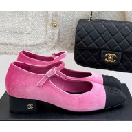 Chanel velvet & cotton Mary Janes rose red/black 2025