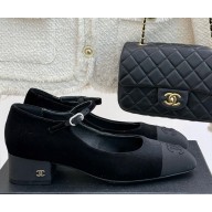 Chanel velvet & cotton Mary Janes black 2025
