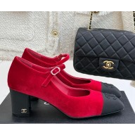 Chanel velvet & cotton pumps red/black 2025