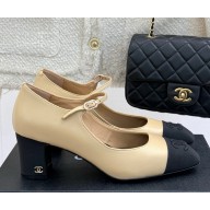 Chanel lambskin & cotton pumps black/beige 2025