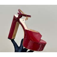 Gucci Women's platform sandal 794383 Gucci Rosso Ancora red leather heel 13cm platform 5cm 2025