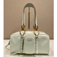 Prada Dangle medium leather top-handle bag 1BB138 white 2025