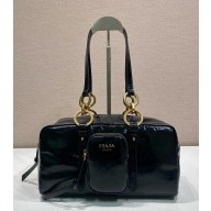 Prada Dangle medium leather top-handle bag 1BB138 black 2025
