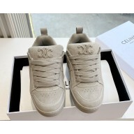 CELINE women/men HUNTINGTON LOW LACE-UP SNEAKER in SUEDE CALFSKIN AND MESH grey 2025