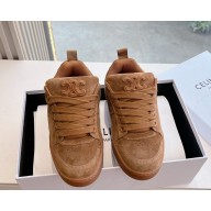 CELINE women/men HUNTINGTON LOW LACE-UP SNEAKER in SUEDE CALFSKIN AND MESH TAN 2025