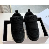 CELINE women/men HUNTINGTON LOW LACE-UP SNEAKER in SUEDE CALFSKIN AND MESH black 2025