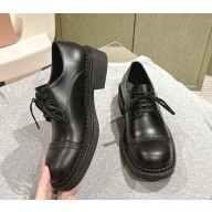 MIU MIU smooth Leather lace-up shoes black 2025