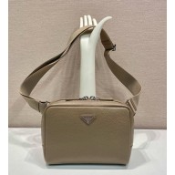 Prada Leather shoulder bag 2VH181 Bamboo Gray 2025
