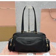 MIU MIU Pocket washed nappa leather bag 5BB175 black 2025