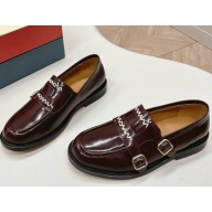 Marni Burgundy leather Bambi 3.0 loafer with double buckle 2025