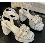 Chanel Sandals Tweed & Metal black G46423 ivory 2025