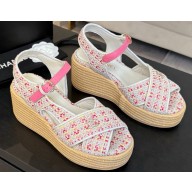 Chanel heel 12cm Platform 4cm knit with CC logo sandals 01 2025 
