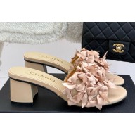 Chanel thick heeled Mules with bow decoration pink heel 5cm 2025