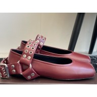 Alaïa BIKER BALLET FLATS IN CALFSKIN burgundy 2025