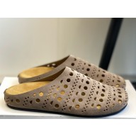 The Row flat hollow out suede beige 2025