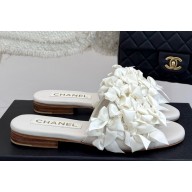 Chanel flat Mules with bow decoration white 2025