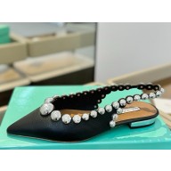 Aquazzura lambskin flat Slingback black 2025 