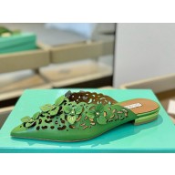 Aquazzura lambskin flat mule with flower decoration 04 2025 