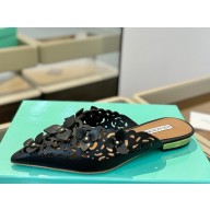 Aquazzura lambskin flat mule with flower decoration 01 2025 