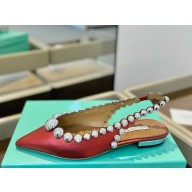 Aquazzura lambskin flat Slingback red 2025 