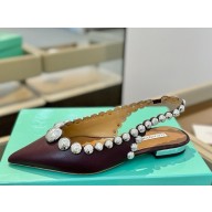 Aquazzura lambskin flat Slingback purple 2025 