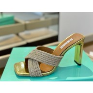 Aquazzura 105mm Scintilla Crystal mule gold 2025 
