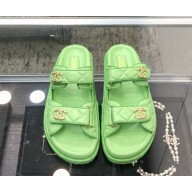 Chanel lambskin CC Logo Beach mule G35927 green 2025