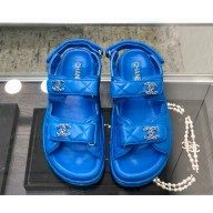 Chanel lambskin CC Logo Beach Sandals G35927 blue 2025