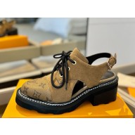 Louis Vuitton lace-up suede and leather loafer 02 2025