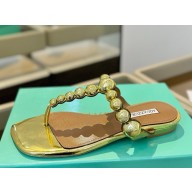 Aquazzura Maxi-tequila flat sandals gold 2025 