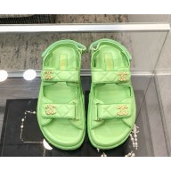 Chanel lambskin CC Logo Beach Sandals G35927 green 2025