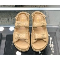 Chanel lambskin CC Logo Beach Sandals G35927 beige 2025