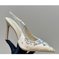 Gucci Women's pump with crystals 812192 ivory satin heel 10.5cm 2025