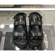 Chanel lambskin CC Logo Beach Sandals G35927 black 2025