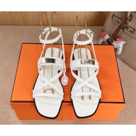 Hermes June Sandals in white Leather 2025