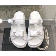 Chanel lambskin CC Logo Beach mule G35927 white 2025