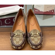 Gucci Women's ballet flat with Horsebit 814895 Beige and dark brown Original GG canvas 2025