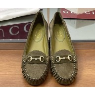 Gucci Women's ballet flat with Horsebit 814895 Green mini GG suede 2025